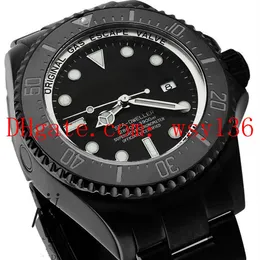 Najwyższej jakości 44 mm Casual Watch Sea-Dweller 116660 Czarna ceramika w DLC PVD Sapphire Ruch Automatic Mens Wrist Watche1997