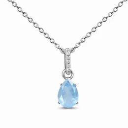 Hot Sale S925 Sterling Silver Sky-Blue Gem Pendant Halsband, fashionabla och mångsidiga smycken för kvinnlig minoritet