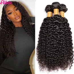 Pizzo Alibele Kinky Curly Bundles 3 4 PCS 100 Trame di colore naturale dei capelli umani per le donne 230728