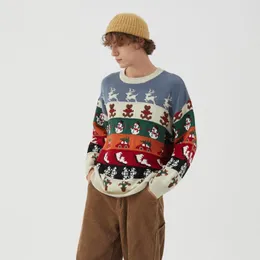 Męskie swetry śnieżne śnieg ładny kawaii kolorowy zegar kolor vintage ubrania dzianiny retro sweter harajuku męskie ubrania ubranie pull homme tops sweter