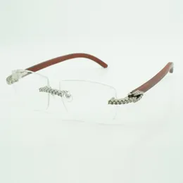 New moissanite diamond wooden glasses 3524015 male and female with original wood legs and clear lenses size: 57-18-140mm