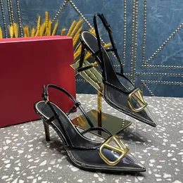 Женские каблуки Stiletto с кожаным нижним ПВХ ПВХ Уэтажные металлические туфли для вечеринок роскошные дизайнер роскошные дизайнеры Новая сексуальная женская обувь для женщин 8 см 35-43 +коробка