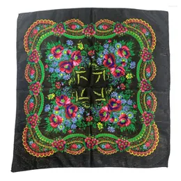 Szaliki 70 70 cm rosyjski styl kwadratowy szalik złotą nić kwiatowy print bandana babushka głowa głowa etniczna szal żeńska opaska na głowę