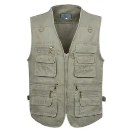 Män västar 8xl 9xl 10xl manlig casual sommar stor storlek bomulls ärmlös väst med många 16 fickor män multi pocket pograph waistcoat 230728