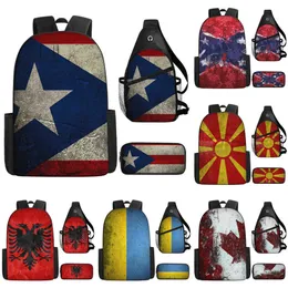 Flag of the United States Schoolbag Three Piece Set Cartoon Backpack for Primary and Middle School Students 230715