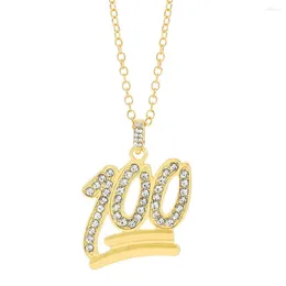 Pendant Necklaces 100 Letter Iced Out Men Chain Necklace With 4mm Cz Tennis Cuban Link For Women Cadenas Para Hombre