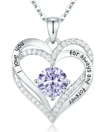 CDE Forever Love Heart Pendant Neckor for Women 925 Sterling Silver With Birthstone Zirconia, Jewelry Gift for Women Mamma flickvän Girls Her D43265