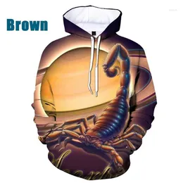 Herrtröjor 2023 Animal Scorpion 3D Print Hoodie Personlighet Sweatshirt Men/Women's Hooded Pullover Sweatshirts