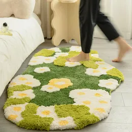 Dywany ręcznie robione kwiatowy dywan mchu ogrodu do salonu sypialnia koc nocny zielony kolor nieregularny tufting miękki dywan