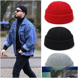 Beanie/Skull Caps stickade hattar för kvinnor sklcap män beanie hatt vinter retro brimfri baggy melon cap muff dockare fiskare beanies f dh1cj