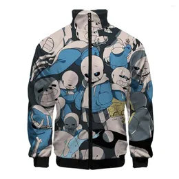 Herrtröjor 3d tryck sans Undertale jackor män kvinnor står krage dragkedja hoodie tröja tonåringar pojkar flickor cosplay jacka kläder