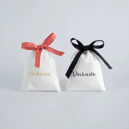 Jewelry Pouches Bags 100pcs Bulk White Flannel Ribbon Gift Jewelry Bags 5x7cm Custom Drawstring Velvet Cosmetics Jewelry Packaing Suede Pouches 230728