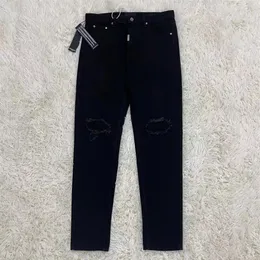 23SS MEN USA Sonbahar Kış Zipper Denim Pantolon Yıkanmış Kırık Patchwork Jeans High Street Düz Pantolon 308289L