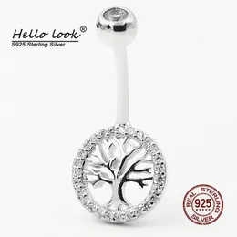 Navel Bell Button Rings HelloLook 925 Sterling Silver ing Tree Belly Buttton Ring Lucky Piercings for Women Body Piercing Jewelry 230729