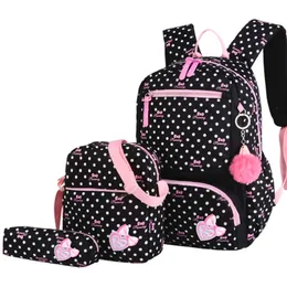 Backpacks 3pcsset Dot Printing School Bags Backpack Schoolbag Fashion Kids Lovely Backpacks For Children Girls School Student Mochilas 230729