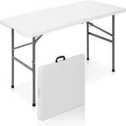 4 피트 접이식 테이블 경량 및 휴대용 흰색