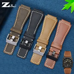 Pulseiras de relógio pulseiras de couro genuíno pulseira masculina para Bell Ross B R BR-01 e BR-03 cinta de pulso de alta qualidade pulseira ferramenta 230728