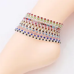12st Lot 12Colors Silver Plated Fresh Full Clear Colorful Rhinestone Czech Crystal Circle Spring Anklets Body Jewelry281C