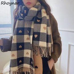 Scarve Sticke Heart Mönster Plaid Lovey Girl Winter Keep Warm College Fashionable Leisure Chic Classy Female Accessories 230729