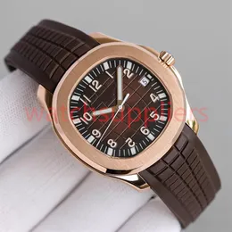 Gold Mens watches Elegant movement Automatic movement Pat 40mm comfortable rubber strap waterproof Auto Date luminous wristwatches264L