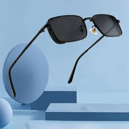 Sunglasses Casual Windproof Rectangle Alloy Sun Glasses Polarized Mirror Custom Made Myopia Minus Prescription Lens -1 To -6