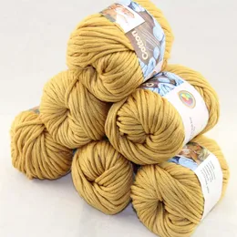 たくさんの6 ballsx50g特別な厚いworsted100％綿編み糸カタニアゴールド2212271t