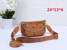 Wysokiej jakości 3PC Ustaw multi pochette torby łańcuchowe luksusowe projektanci wizetosy torebki torebka moda Monograma torba na ramię Crossbody z literami małe klapy