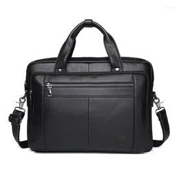 Briefcases Luxury Business Men Briefcase Genuine Leather Men's Handbag Large 14/15.6/16 Inch Laptop Bag Man Shoulder Messenger Computer
