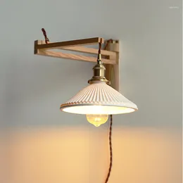 Lampy ścienne w stylu japońskiego czarnego lampy orzechowej retro drewno obok na balkony