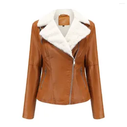 Women's Leather Winter Jackets For Women 2023 Fleece Warm Faux Jacket Cold Coat Black Brown Blue Coffee Chaqueta Mujer Invierno