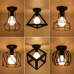 Ceiling Lights Retro Light Pendant E27 Indoor Loft For Bedroom Vintage Iron Lamp Home Corridor Aisle 110V220V Black White