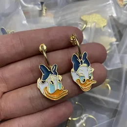 Golden Silver Duck Earrings Cartoon Ear Stud 18K Gold Plating Earring Wedding Party Jewelry Accessories With Box CGUE9 --11