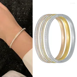 Bangle Women's Bracelet Four Row Stone Crystal Bangles Jewelry Luxury Bridal Girls Yellow Bracelets Steel Costume Accessories