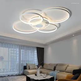 Chandeliers Light Bedroom Lights Nordic Round LED Lamps Living Room Indoor Lighting White Black Fixture Dropship Ring