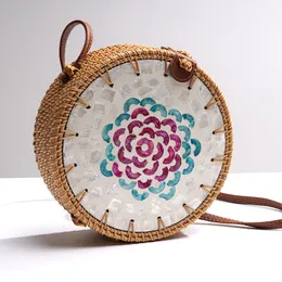 Okrągłe rattan tkane work crossbody dekoracje mody mody cross