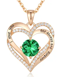 CDE Forever Love Heart Pendant Neckor for Women 925 Sterling Silver With Birthstone Zirconia, Jewelry Gift for Women Mamma flickvän Girls Her D43251