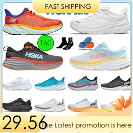 Tênis de corrida Hoka One Bondi 8 Carbon X 2 autêntico triplo preto branco tênis de corrida leve absorção de choque amarelo âmbar