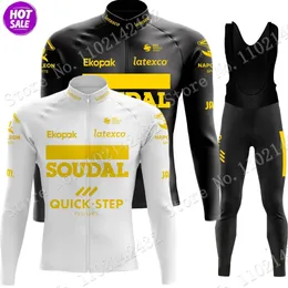 Cycling Jersey Sets Fietskleding Soudal Quick Step Golden Set Long Sleeve Summer Clothing Road Race Bike Jacket Suit MTB 230728