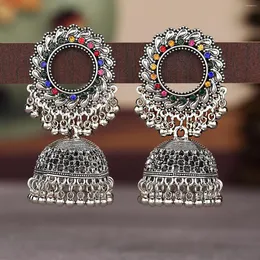 Dangle Earrings Travel Hollow Out Round Charm Earring For Women Accessories Small Rhinestone Bell Dnagle Ear Piercing Friend Aretes Para
