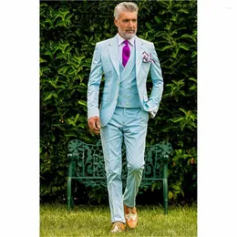 Męskie garnitury tpsaade men garnitura BusinessStyle Groomsmen Notch Lapel Groom Tuxedo Blue Wedding Man (Kamizelki z pensami)