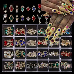 Dekoracje gwoździeckie 24 girds*5pc Mix Paznokcie Charms Klejnoty w przezroczystym pudełku Ab Rhiestones 3D Jewelly Crystal Stones Manicure Charms#6zd 230729