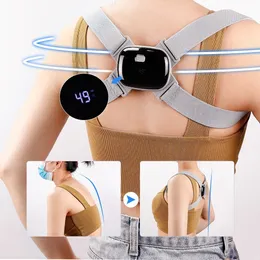 Back Massager Smart Placure Corrector Shoulder Training Belt Intelligent Correction Humpback Vibration Display Skärm 230728