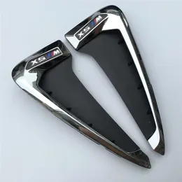 For BMW X5 F15 ABS Side Wing Air Vent Outlet Decorative Stickers Front Fender Side Nozzle Trim Black&Chrome2645344g