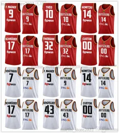 2023 Niemcy koszulki do koszykówki 14 Dirk Nowitzki 17 Dennis Schroder 9 Franz F.wagner 10 Daniel Theis Wohlfarth-Bottermann Thiemann Obst Sengfelder Bonga da Silva