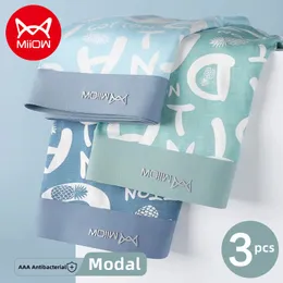 Calzoncillos MiiOW Youpin 3pcs Modal Men's Bragas Algodón Antibacterial Entrepierna Boxer Shorts Estampado sin costuras Hombres Ropa interior Boxers Calzoncillos 230728