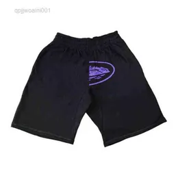 2003 Mens lã Fabric Cruise Print de cintura elástica esportiva de shorts masculinos Punk vintage Casual High Streetwear Loose Shorts Y2K B266Q