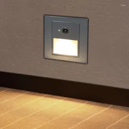Luminária de parede LED Step Light Footlight Tipo 86 Corpo humano Sensor PIR Escadas embutidas Casa El Aisle Escada Corredor Noite