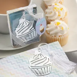100 pçs Cupcake Metal Marcador Com Borla Lembranças De Casamento E Presentes Lembranças De Festa De Bebê Suprimentos De Presente
