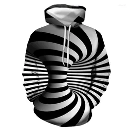 メンズフーディーズめまいのあるスウェットシャツヴォルテックスグラフィックフーディーカラフルな面白いブラックホールジオメトリスタイル3Dプリント服