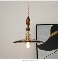 Pendant Lamps Hanging Torch Walnut Modern Vintage Glass Lamp Bar Dining Room Bedside Window Foyer Study Bedroom Small Chandelier